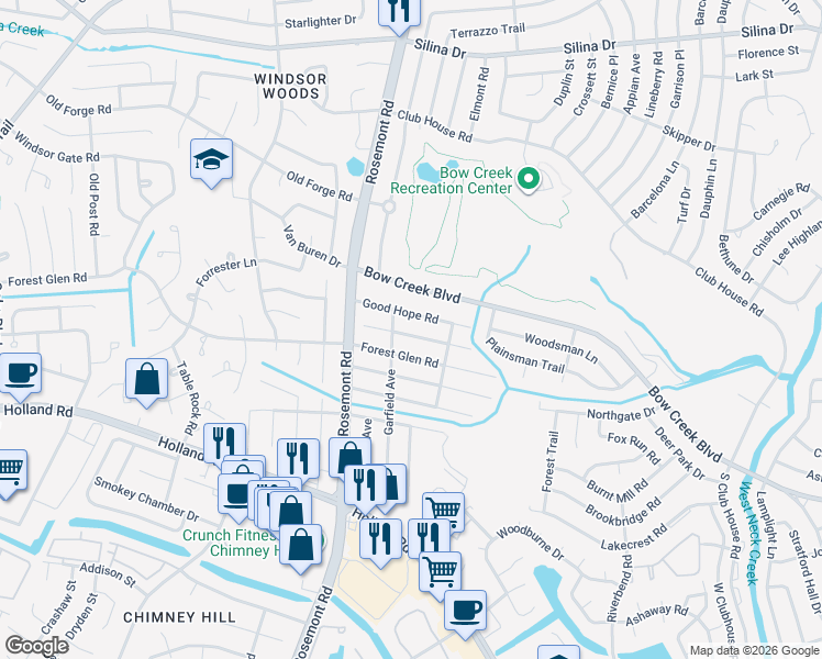 map of restaurants, bars, coffee shops, grocery stores, and more near 3525 Good Hope Road in Virginia Beach