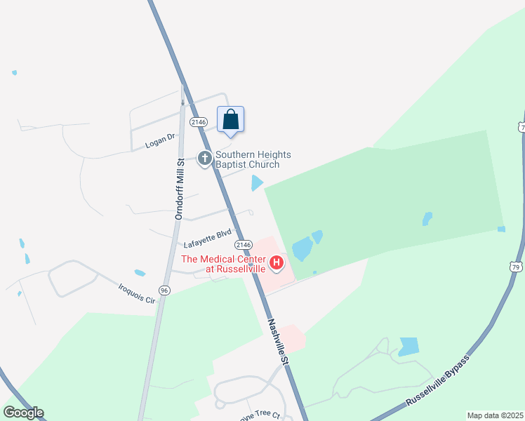 map of restaurants, bars, coffee shops, grocery stores, and more near 107 Boyles Drive in Russellville