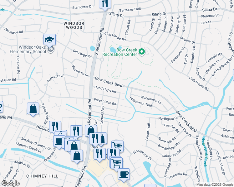 map of restaurants, bars, coffee shops, grocery stores, and more near 3408 Good Hope Road in Virginia Beach
