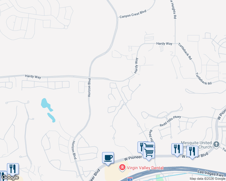 map of restaurants, bars, coffee shops, grocery stores, and more near 748 Tivoli Crescent in Mesquite