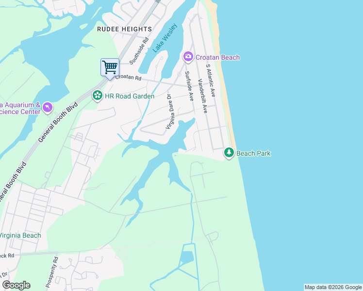 map of restaurants, bars, coffee shops, grocery stores, and more near 420 Maryland Court in Virginia Beach