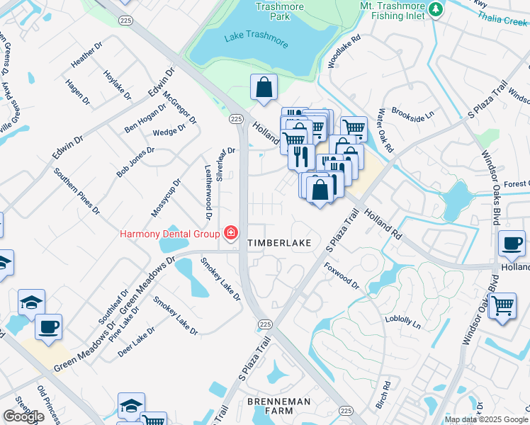 map of restaurants, bars, coffee shops, grocery stores, and more near 1420 Highnoon Place in Virginia Beach