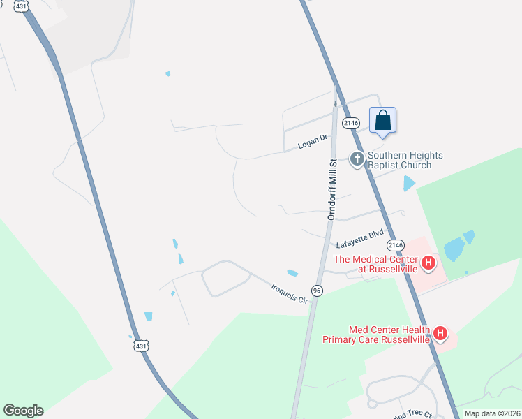 map of restaurants, bars, coffee shops, grocery stores, and more near in Russellville