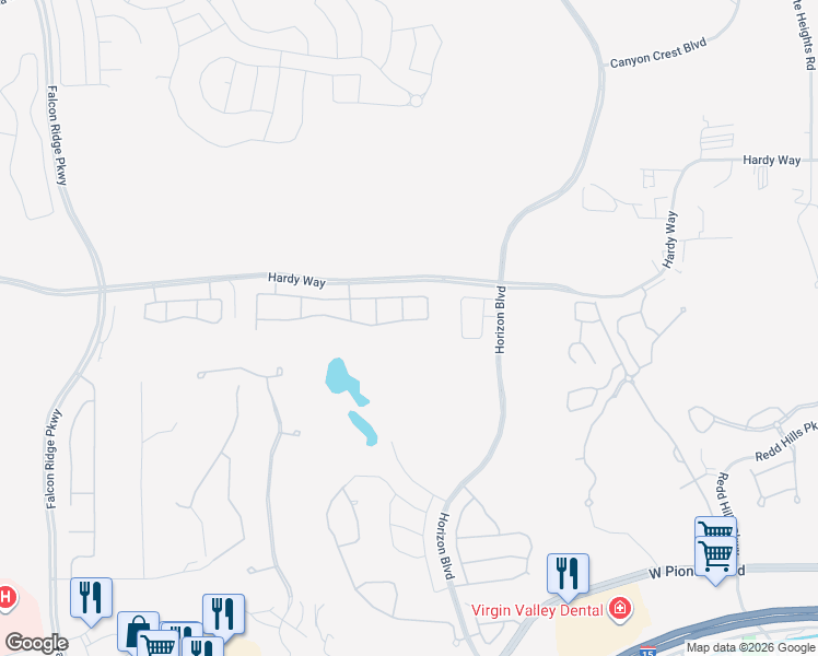 map of restaurants, bars, coffee shops, grocery stores, and more near 938 Overlook Lane in Mesquite