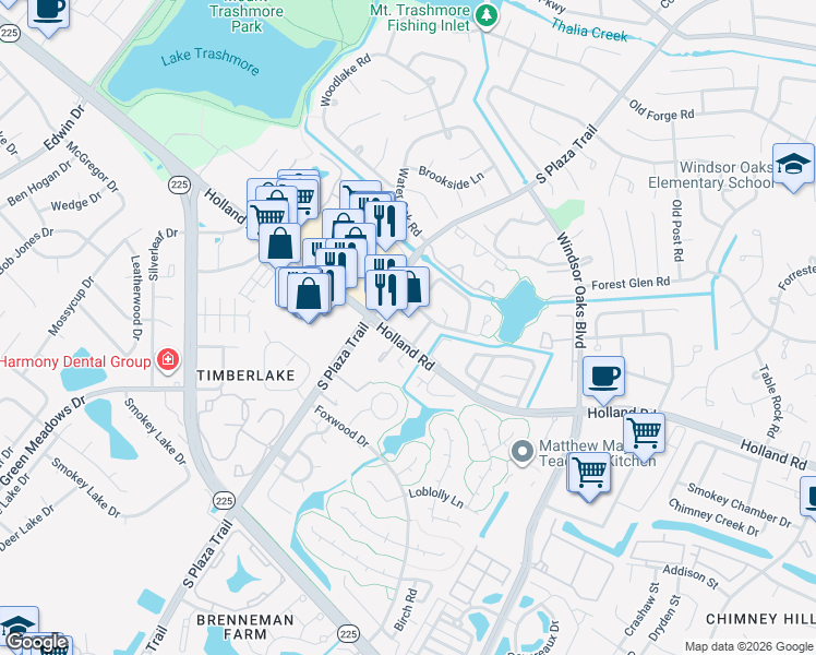 map of restaurants, bars, coffee shops, grocery stores, and more near 4232 Holland Road in Virginia Beach