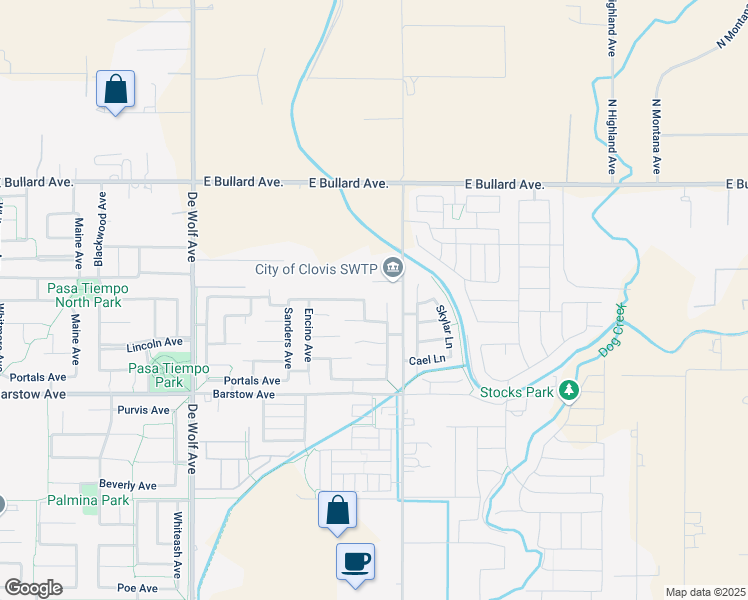 map of restaurants, bars, coffee shops, grocery stores, and more near 3791 Wrenwood Avenue in Clovis