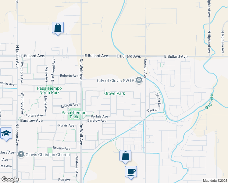 map of restaurants, bars, coffee shops, grocery stores, and more near 3591 Wrenwood Avenue in Clovis