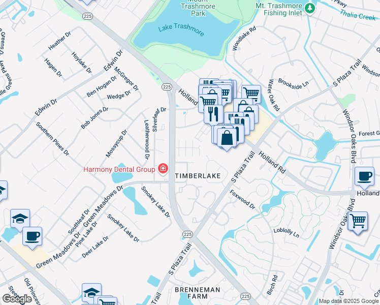 map of restaurants, bars, coffee shops, grocery stores, and more near 1420 Highnoon Place in Virginia Beach