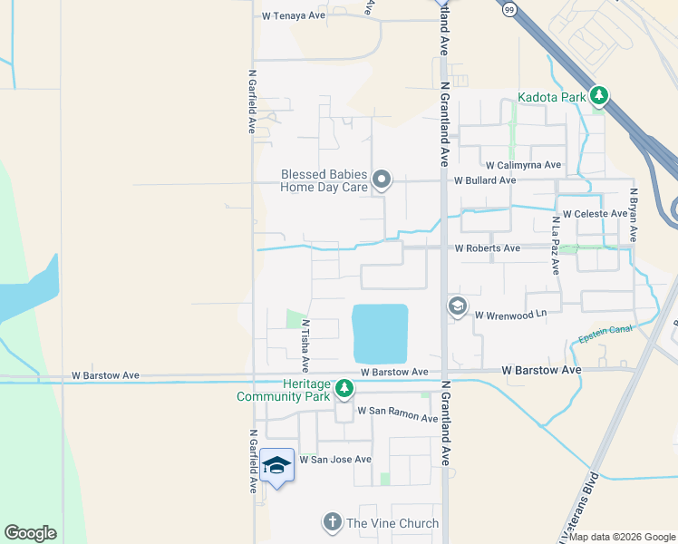 map of restaurants, bars, coffee shops, grocery stores, and more near 7296 West Browning Avenue in Fresno