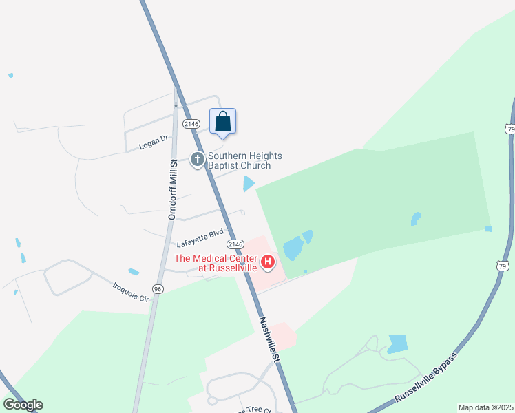 map of restaurants, bars, coffee shops, grocery stores, and more near 107 Boyles Drive in Russellville