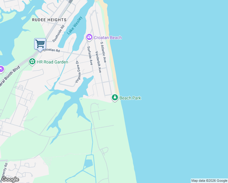 map of restaurants, bars, coffee shops, grocery stores, and more near 856 South Atlantic Avenue in Virginia Beach