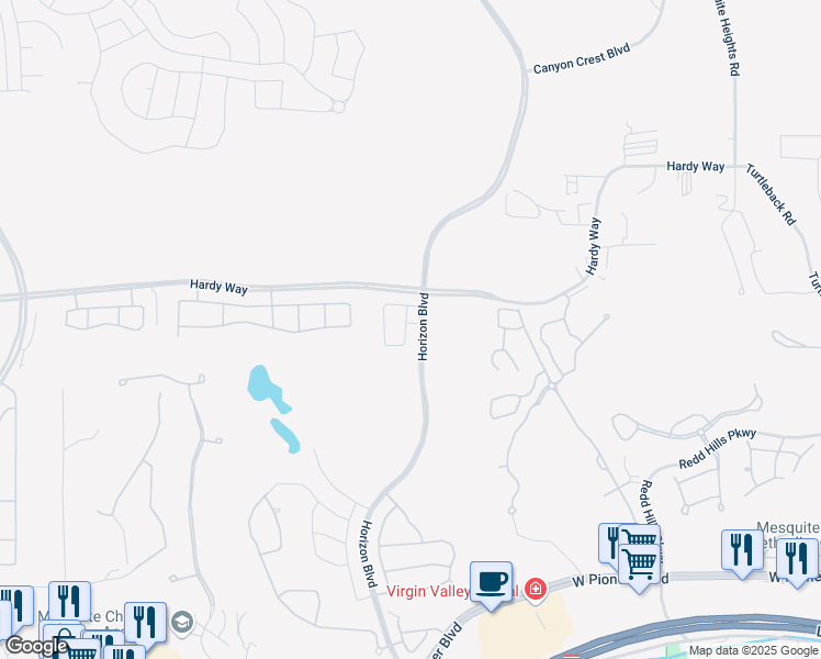 map of restaurants, bars, coffee shops, grocery stores, and more near 644 Moonbeam Way in Mesquite