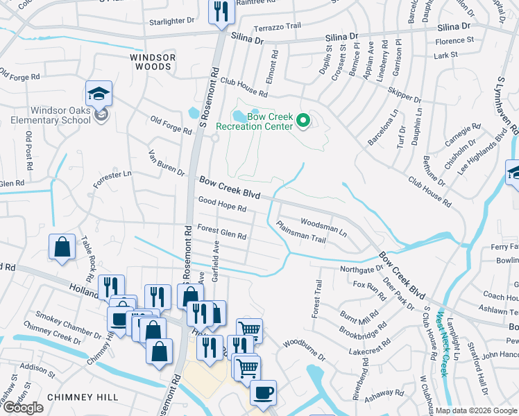 map of restaurants, bars, coffee shops, grocery stores, and more near 3408 Good Hope Road in Virginia Beach