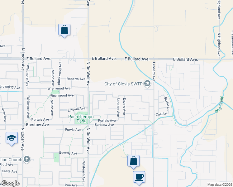 map of restaurants, bars, coffee shops, grocery stores, and more near 3591 Wrenwood Avenue in Clovis