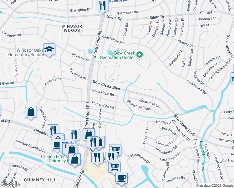 map of restaurants, bars, coffee shops, grocery stores, and more near 3408 Good Hope Road in Virginia Beach