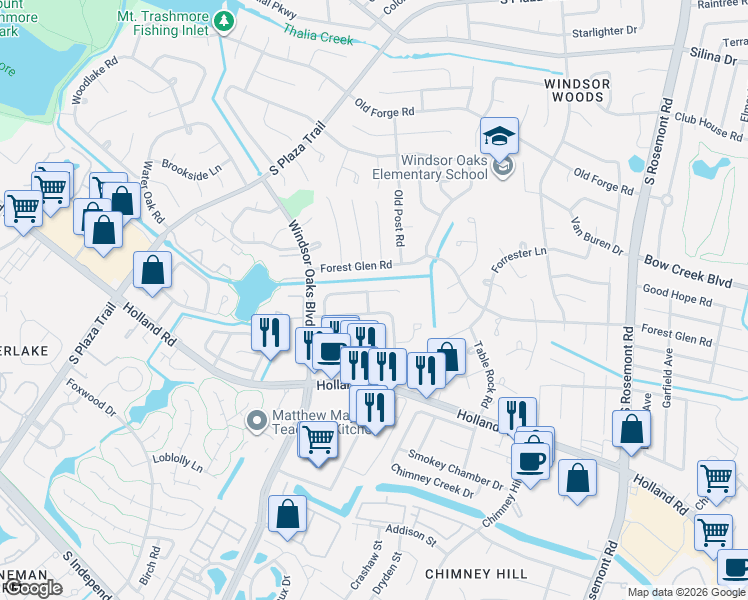 map of restaurants, bars, coffee shops, grocery stores, and more near 3792 Governors Way in Virginia Beach