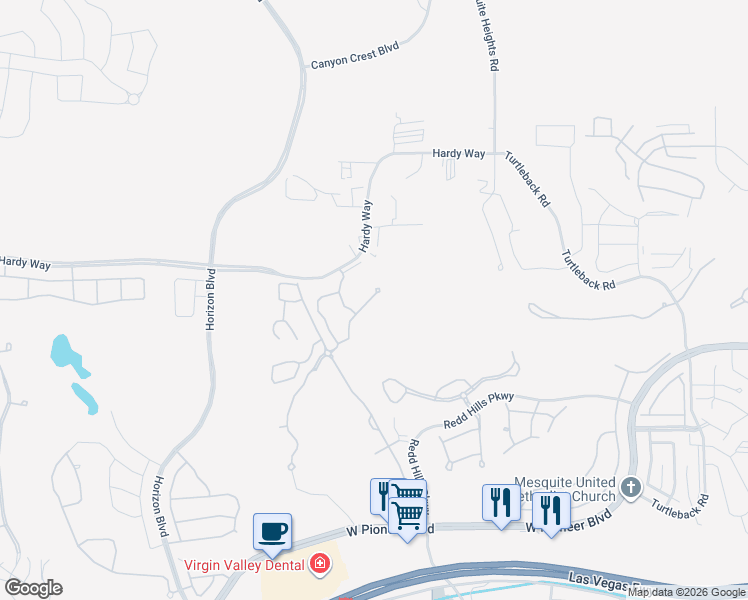 map of restaurants, bars, coffee shops, grocery stores, and more near 756 Hardy Way in Mesquite