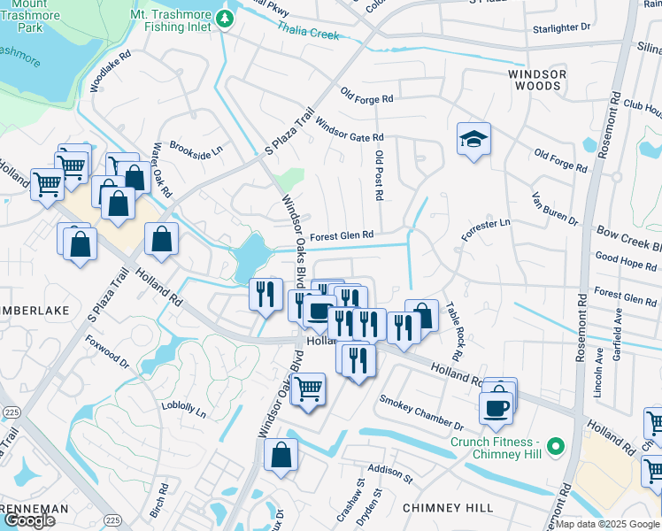 map of restaurants, bars, coffee shops, grocery stores, and more near 3864 Governors Way in Virginia Beach