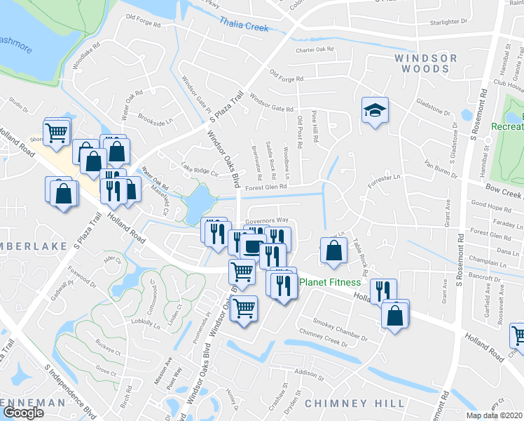 map of restaurants, bars, coffee shops, grocery stores, and more near 3873 Chancery Lane in Virginia Beach