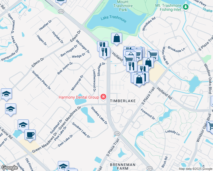 map of restaurants, bars, coffee shops, grocery stores, and more near 1423 Woodscape Lane in Virginia Beach