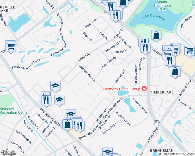 map of restaurants, bars, coffee shops, grocery stores, and more near 4557 Bob Jones Drive in Virginia Beach