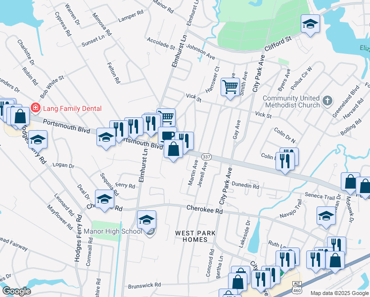 map of restaurants, bars, coffee shops, grocery stores, and more near in 