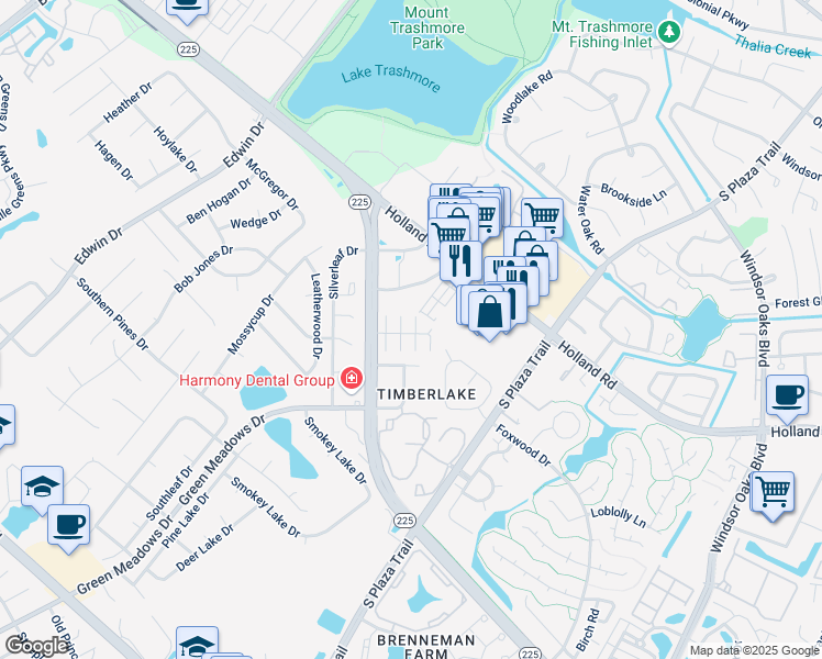 map of restaurants, bars, coffee shops, grocery stores, and more near 1415 Highnoon Place in Virginia Beach
