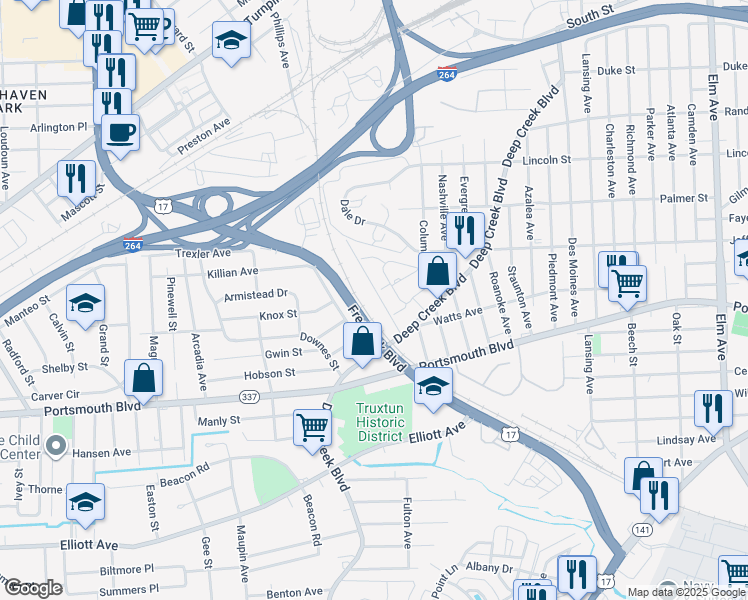 map of restaurants, bars, coffee shops, grocery stores, and more near 26 Bagley Street in Portsmouth
