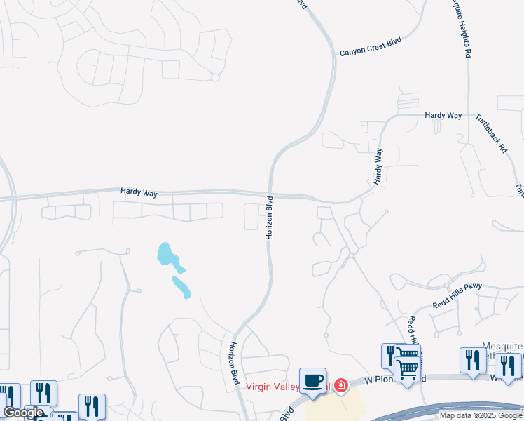 map of restaurants, bars, coffee shops, grocery stores, and more near 662 Moonbeam Way in Mesquite