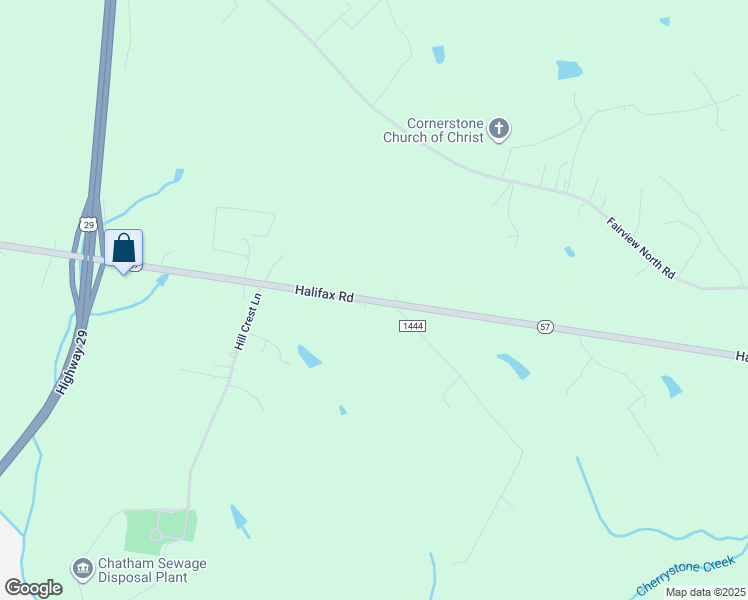 map of restaurants, bars, coffee shops, grocery stores, and more near 1315 Halifax Road in Chatham