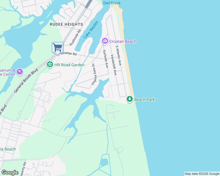 map of restaurants, bars, coffee shops, grocery stores, and more near 420 Maryland Court in Virginia Beach