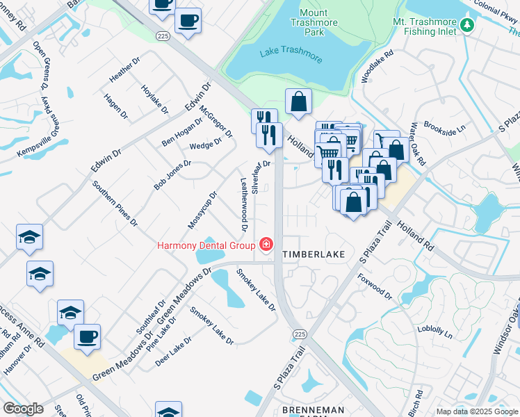 map of restaurants, bars, coffee shops, grocery stores, and more near 4317 Mountainleaf Court in Virginia Beach