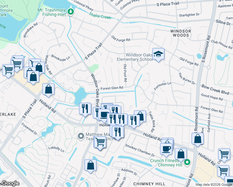 map of restaurants, bars, coffee shops, grocery stores, and more near 3792 Chancery Lane in Virginia Beach