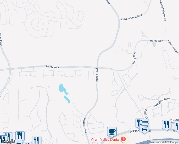 map of restaurants, bars, coffee shops, grocery stores, and more near 886 Orion Way in Mesquite