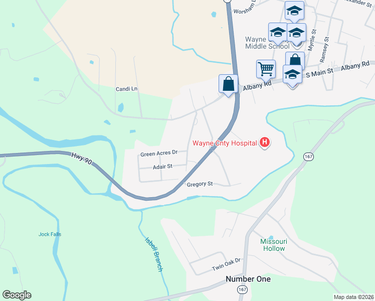 map of restaurants, bars, coffee shops, grocery stores, and more near 148 Branch Road in Monticello