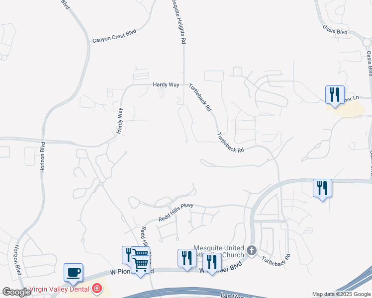 map of restaurants, bars, coffee shops, grocery stores, and more near 697 Cinco Court in Mesquite