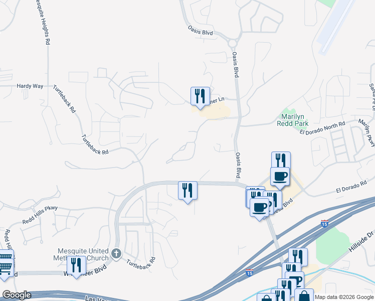 map of restaurants, bars, coffee shops, grocery stores, and more near 668 Pinnacle Court in Mesquite