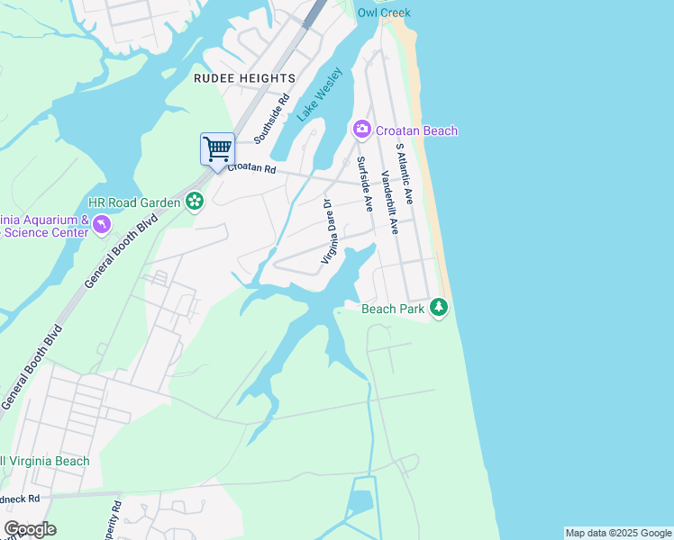 map of restaurants, bars, coffee shops, grocery stores, and more near 700 Virginia Dare Drive in Virginia Beach
