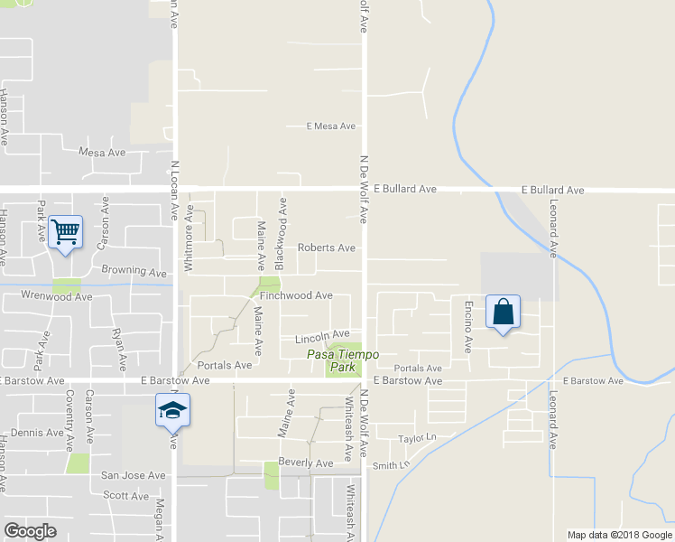 map of restaurants, bars, coffee shops, grocery stores, and more near 840 North De Wolf Avenue in Clovis