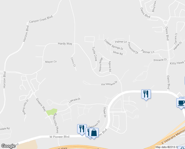 map of restaurants, bars, coffee shops, grocery stores, and more near 722 Turtleback Road in Mesquite
