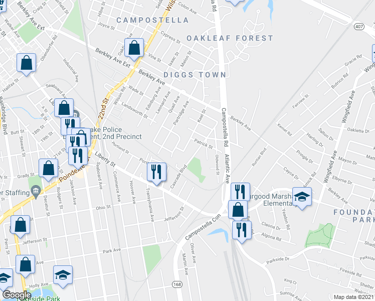 map of restaurants, bars, coffee shops, grocery stores, and more near in 