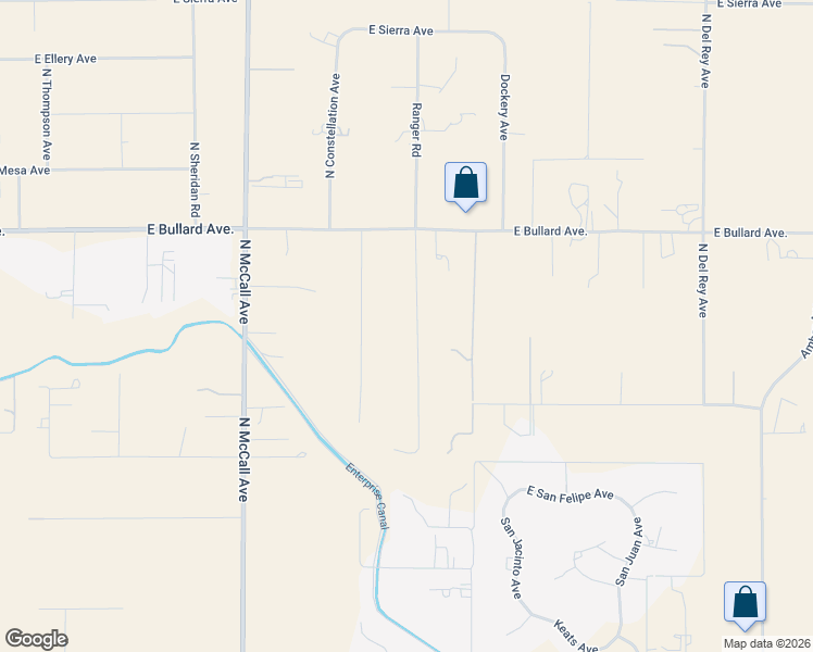 map of restaurants, bars, coffee shops, grocery stores, and more near 10365 East Bullard Avenue in Clovis