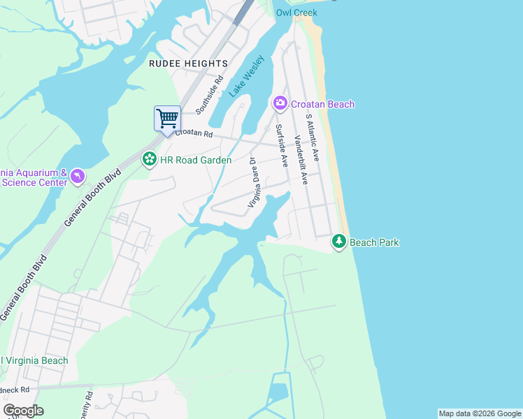 map of restaurants, bars, coffee shops, grocery stores, and more near 700 Virginia Dare Drive in Virginia Beach