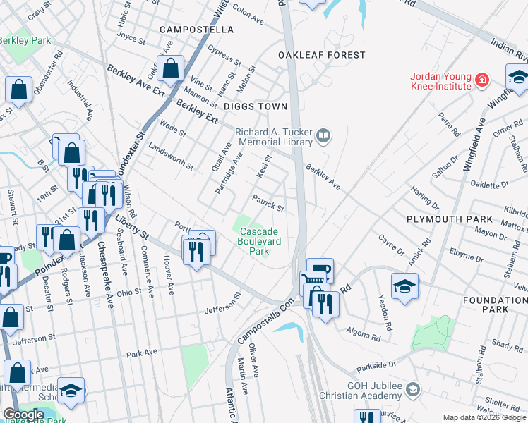 map of restaurants, bars, coffee shops, grocery stores, and more near in 