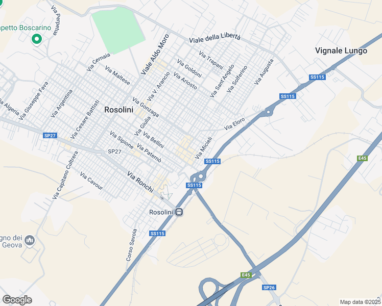map of restaurants, bars, coffee shops, grocery stores, and more near in Rosolini