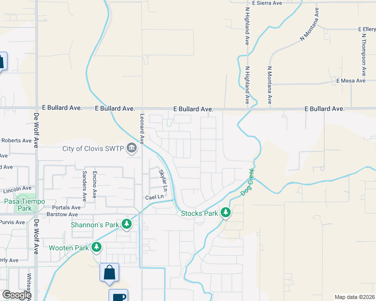 map of restaurants, bars, coffee shops, grocery stores, and more near 824 Agua Dulce Avenue in Clovis
