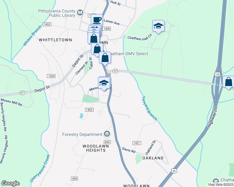 map of restaurants, bars, coffee shops, grocery stores, and more near 100 Old Chatham Elementary Lane in Chatham