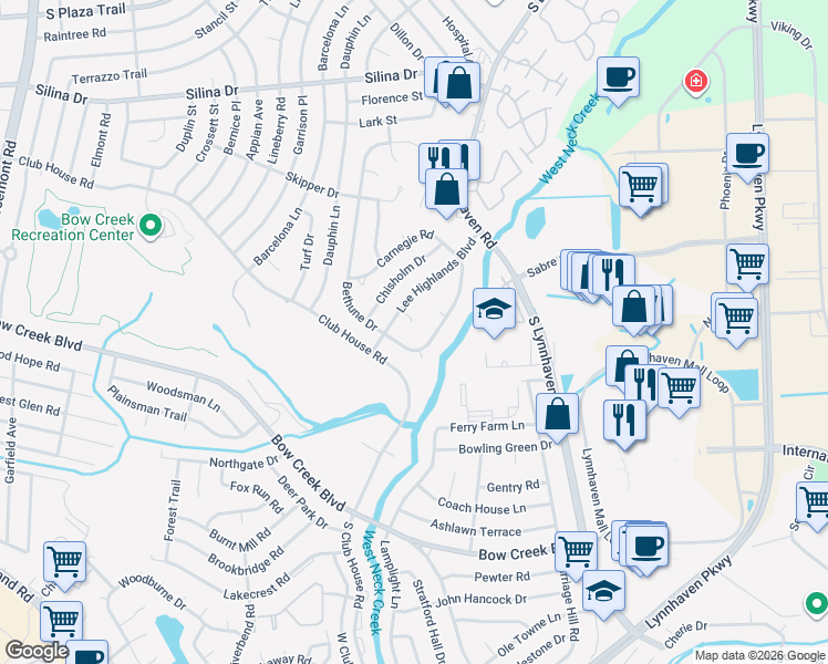 map of restaurants, bars, coffee shops, grocery stores, and more near 457 Drake Court in Virginia Beach