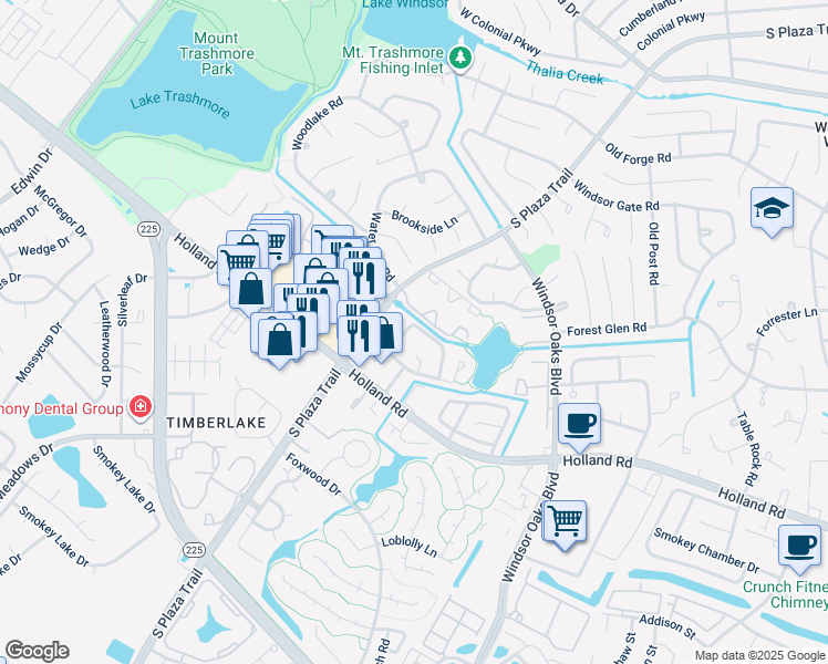 map of restaurants, bars, coffee shops, grocery stores, and more near 603 Masefield Circle in Virginia Beach