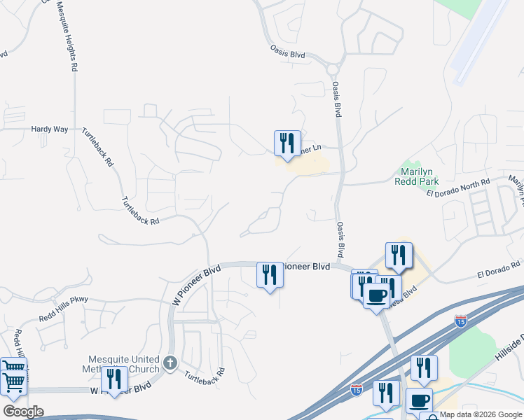 map of restaurants, bars, coffee shops, grocery stores, and more near 233 Pinnacle Court in Mesquite